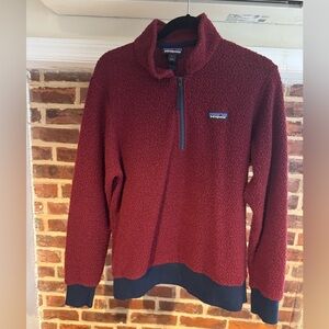 Patagonia Large Woolyester Fleece 1/4 Zip Pullover Oxide Red Burgundy